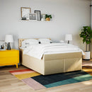 kontinentalseng med madras 140x200 cm stof cremefarvet