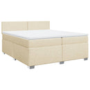 kontinentalseng med madras 200x200 cm stof cremefarvet