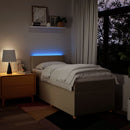 kontinentalseng med madras 80x200 cm stof cremefarvet