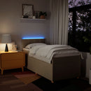 kontinentalseng med madras 90x190 cm stof cremefarvet
