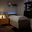kontinentalseng med madras 100x200 cm stof cremefarvet