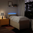 kontinentalseng med madras 100x200 cm stof cremefarvet