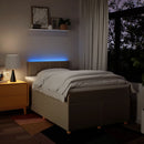 kontinentalseng med madras 120x190 cm stof cremefarvet