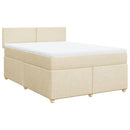kontinentalseng med madras 140x190 cm stof cremefarvet
