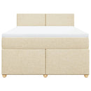 kontinentalseng med madras 140x190 cm stof cremefarvet