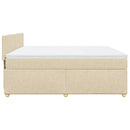 kontinentalseng med madras 200x200 cm stof cremefarvet