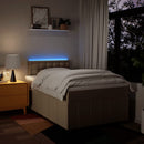 kontinentalseng med madras 120x200 cm stof cremefarvet