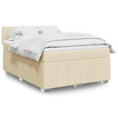 kontinentalseng med madras 140x190 cm stof cremefarvet