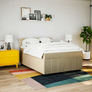 kontinentalseng med madras 140x190 cm stof cremefarvet