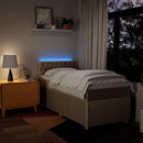 kontinentalseng med madras 90x190 cm stof cremefarvet