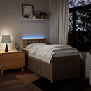 kontinentalseng med madras 90x190 cm stof cremefarvet