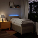 kontinentalseng med madras 90x200 cm stof cremefarvet