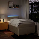 kontinentalseng med madras 120x190 cm stof cremefarvet