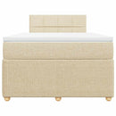 kontinentalseng med madras 120x190 cm stof cremefarvet