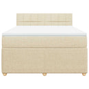 kontinentalseng med madras 140x190 cm stof cremefarvet