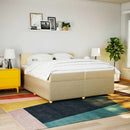 kontinentalseng med madras 200x200 cm stof cremefarvet