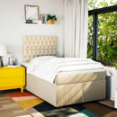 kontinentalseng med madras 120x190 cm stof cremefarvet