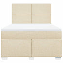 kontinentalseng med madras 140x190 cm stof cremefarvet