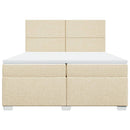 kontinentalseng med madras 200x200 cm stof cremefarvet