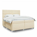 kontinentalseng med madras 200x200 cm stof cremefarvet