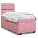 kontinentalseng med madras 90x190 cm fløjl pink