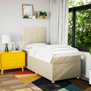 kontinentalseng med madras 90x190 cm stof cremefarvet