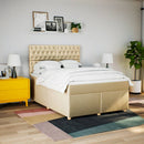 kontinentalseng med madras 140x200 cm stof cremefarvet