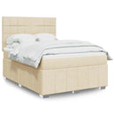 kontinentalseng med madras 140x190 cm stof cremefarvet