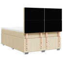 kontinentalseng med madras 140x190 cm stof cremefarvet