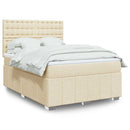 kontinentalseng med madras 140x190 cm stof cremefarvet