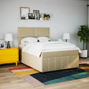 kontinentalseng med madras 140x200 cm stof cremefarvet