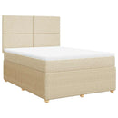 kontinentalseng med madras 140x190 cm stof cremefarvet