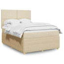 kontinentalseng med madras 140x190 cm stof cremefarvet