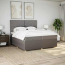 kontinentalseng med madras 200x200 cm stof gråbrun