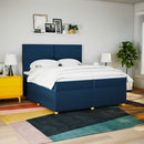 kontinentalseng med madras 200x200 cm stof blå