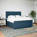 kontinentalseng med madras 200x200 cm fløjl mørkeblå