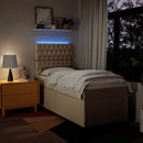 kontinentalseng med madras 80x200 cm stof cremefarvet