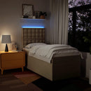kontinentalseng med madras 80x200 cm stof cremefarvet