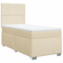 kontinentalseng med madras 90x190 cm stof cremefarvet