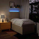 kontinentalseng med madras 90x190 cm stof cremefarvet
