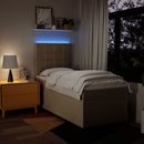 kontinentalseng med madras 90x190 cm stof cremefarvet