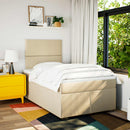 kontinentalseng med madras 120x190 cm stof cremefarvet