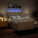 kontinentalseng med madras 160x200 cm stof cremefarvet