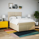 kontinentalseng med madras 160x200 cm stof cremefarvet