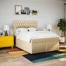 kontinentalseng med madras 160x200 cm stof cremefarvet