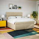 kontinentalseng med madras 180x200 cm stof cremefarvet