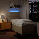 kontinentalseng med madras 80x200 cm stof cremefarvet