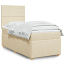 kontinentalseng med madras 90x190 cm stof cremefarvet