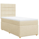 kontinentalseng med madras 90x190 cm stof cremefarvet