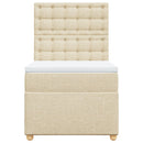 kontinentalseng med madras 90x190 cm stof cremefarvet